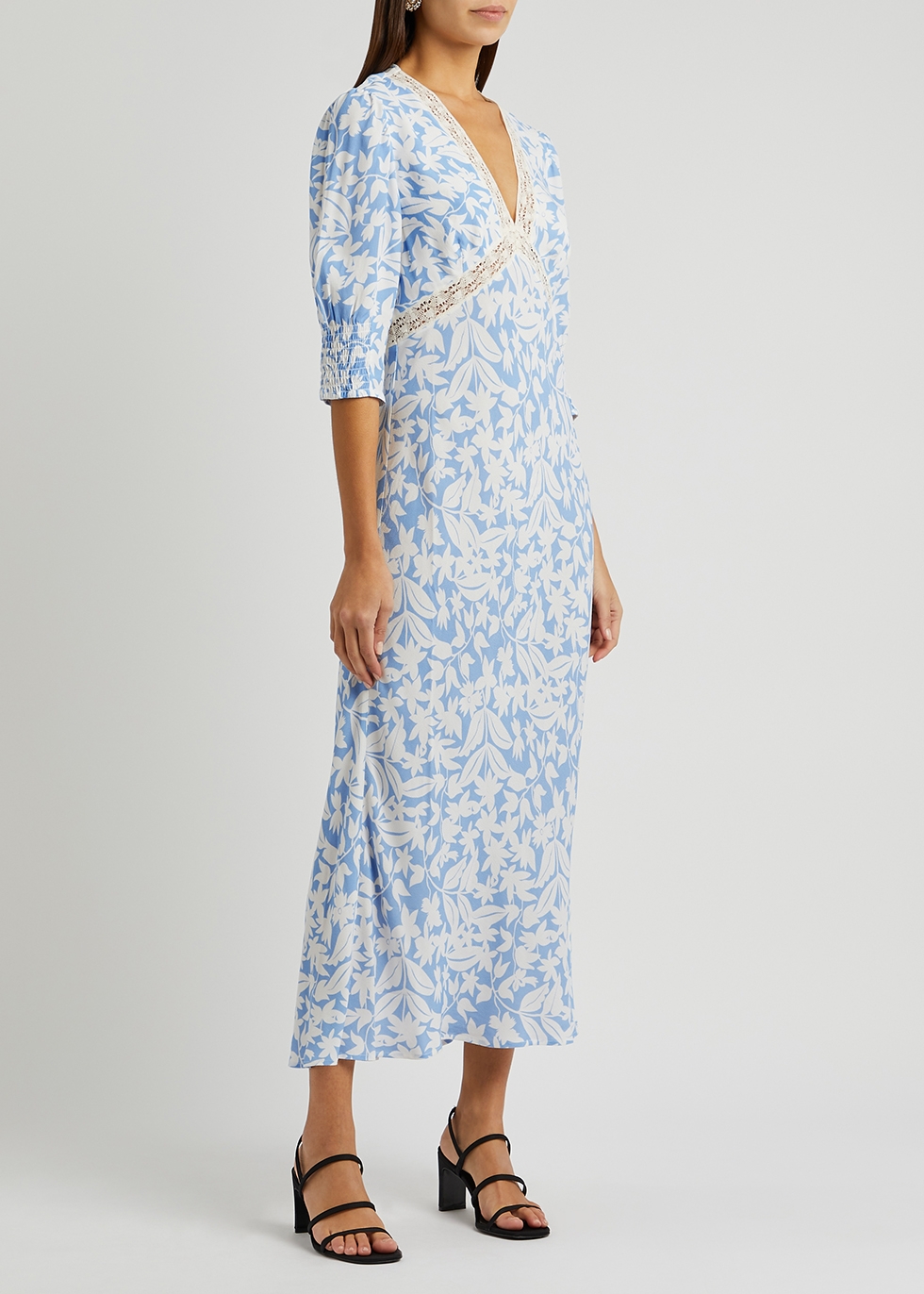 RIXO Gemma blue floral-print maxi dress ...